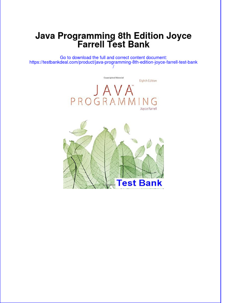 Java Programming 8th Edition Joyce Farrell Test Bank instant download ...