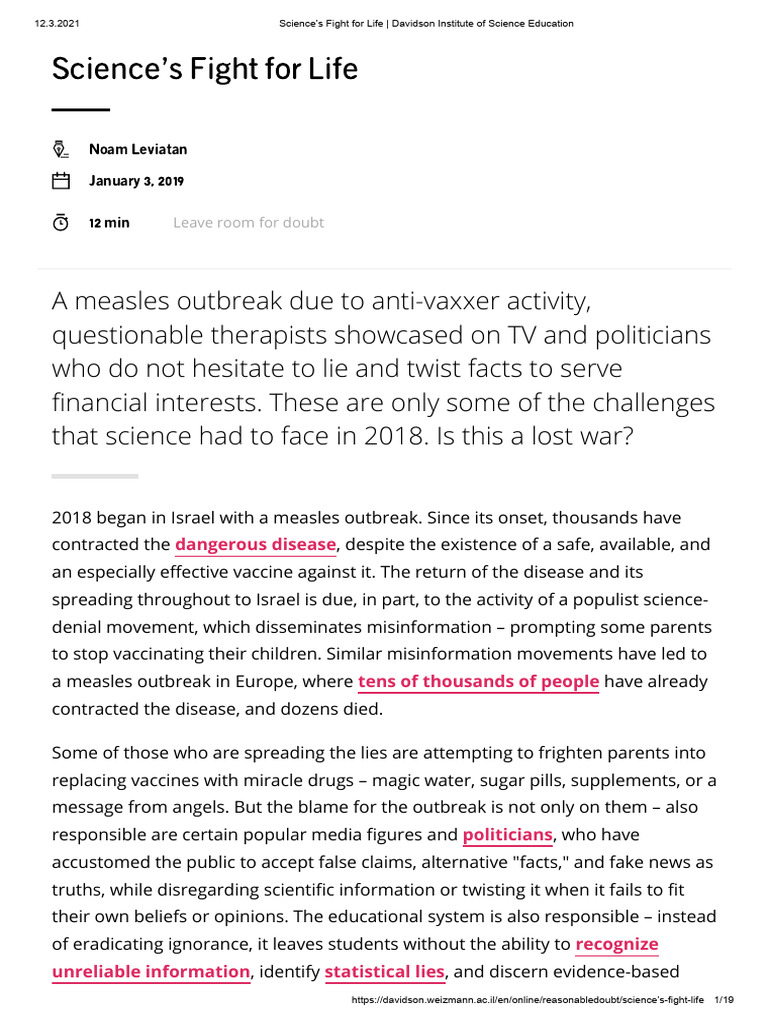 Science vs. Anti-Vaccine Misinformation | PDF | Measles | Cancer