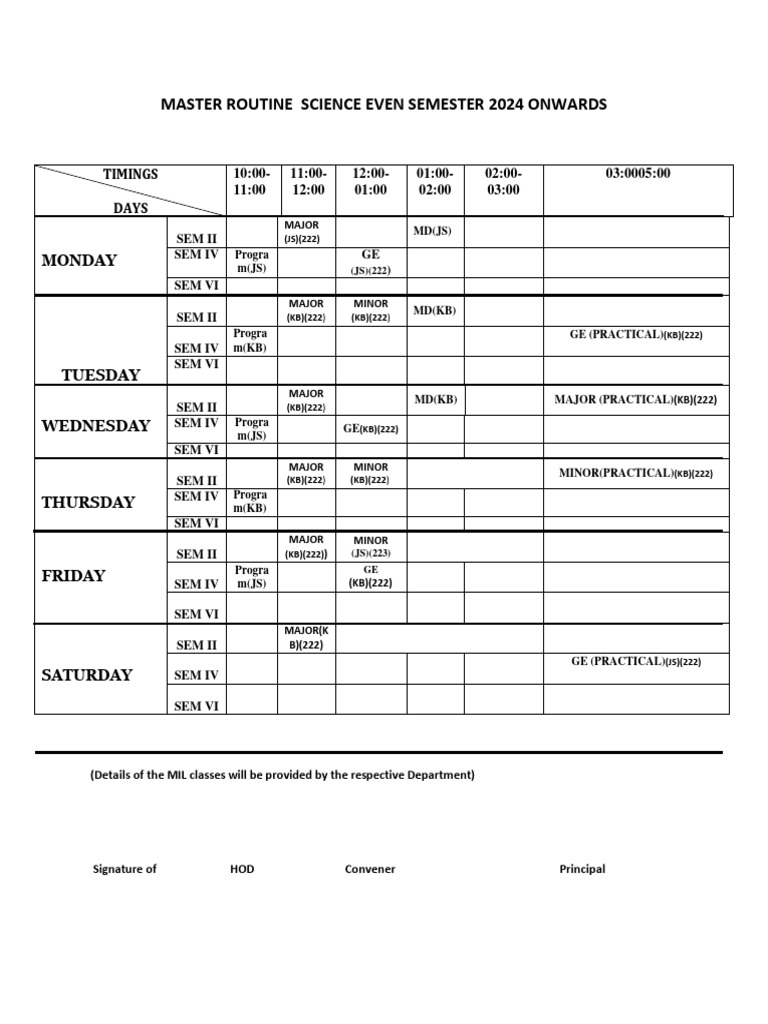 STAT Even SEM ROUTINE-1 | PDF