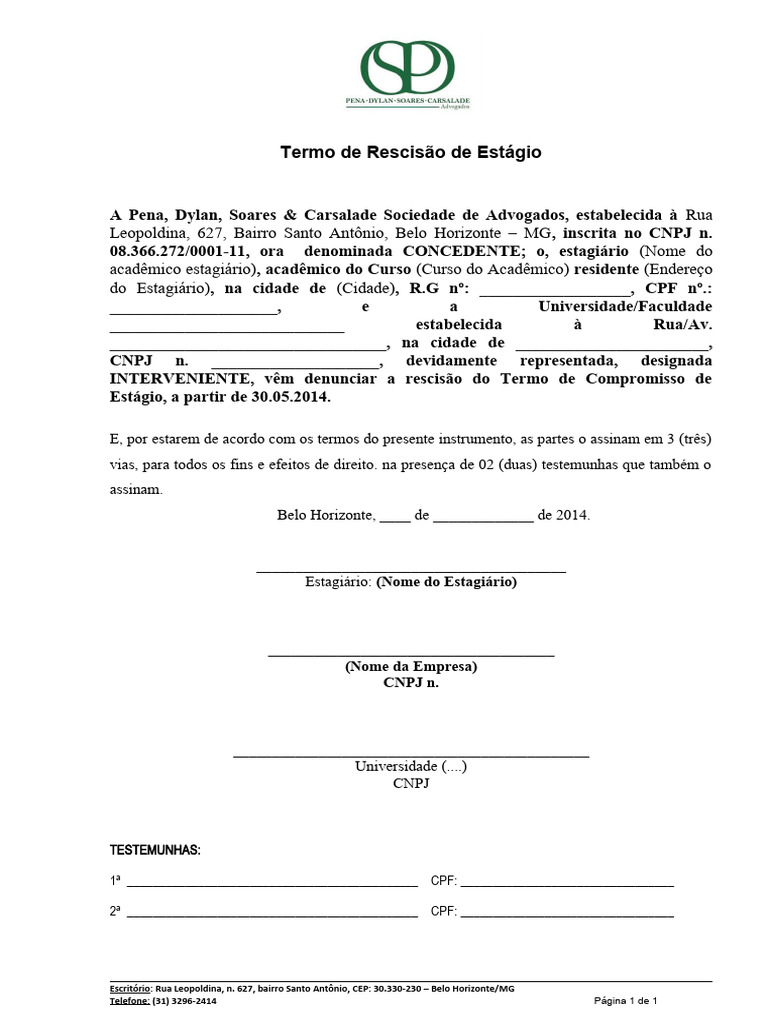 Termo De Rescisao Word