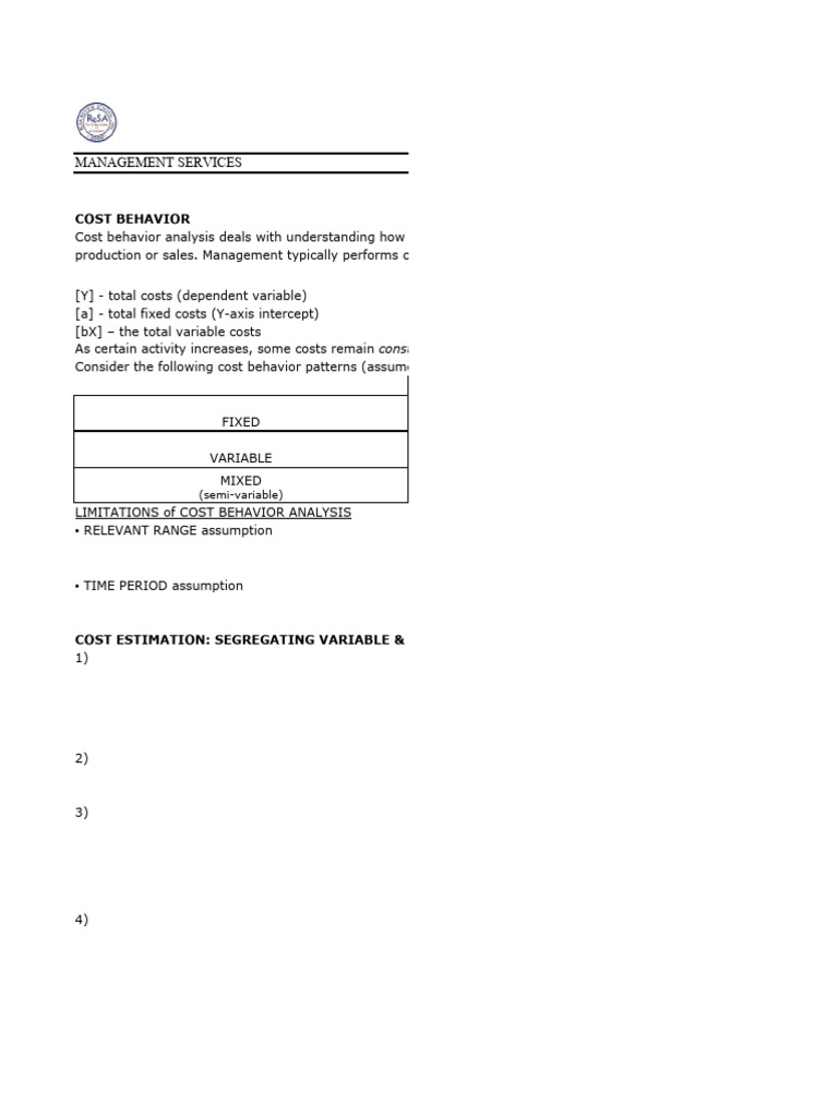 Cost Behavior Analysis Techniques | PDF | Linear Regression ...