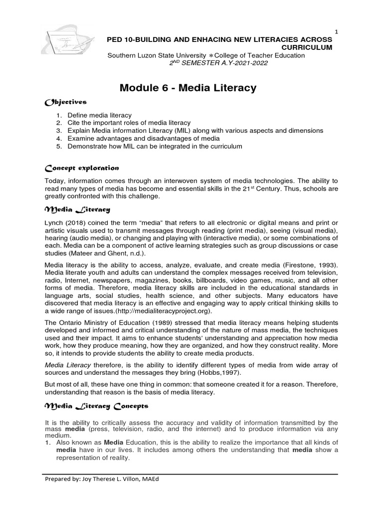 Module 06 media literacy pdf mass media literacy