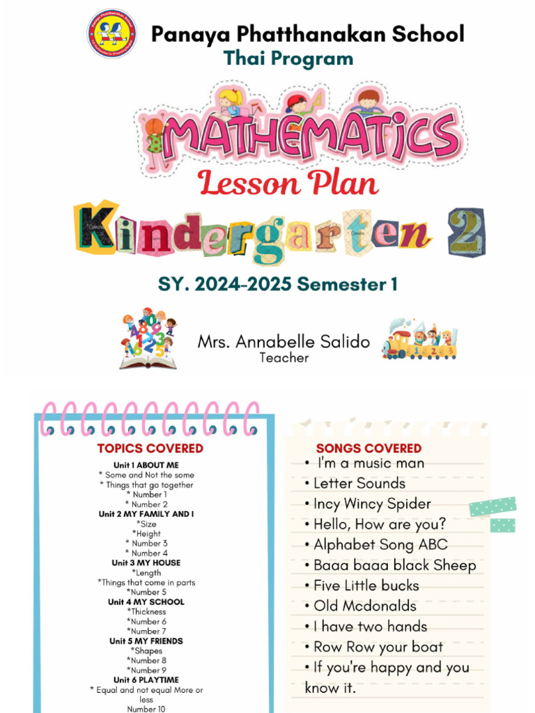 Kindergarten Math Lesson Plans | PDF | Lesson Plan | Teachers