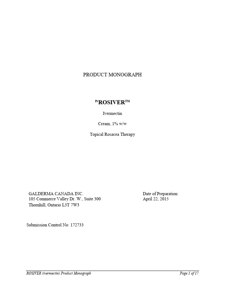 Rosiver: Product Monograph | PDF | Pharmacology | Topical Medication