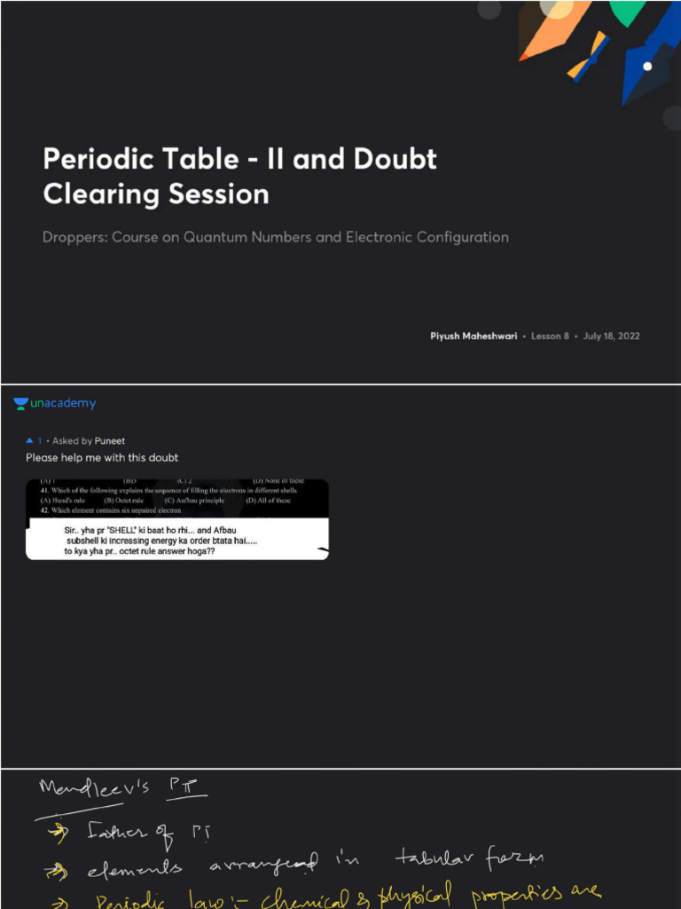 Periodic Table II and Doubt Clearing Session With Anno | PDF