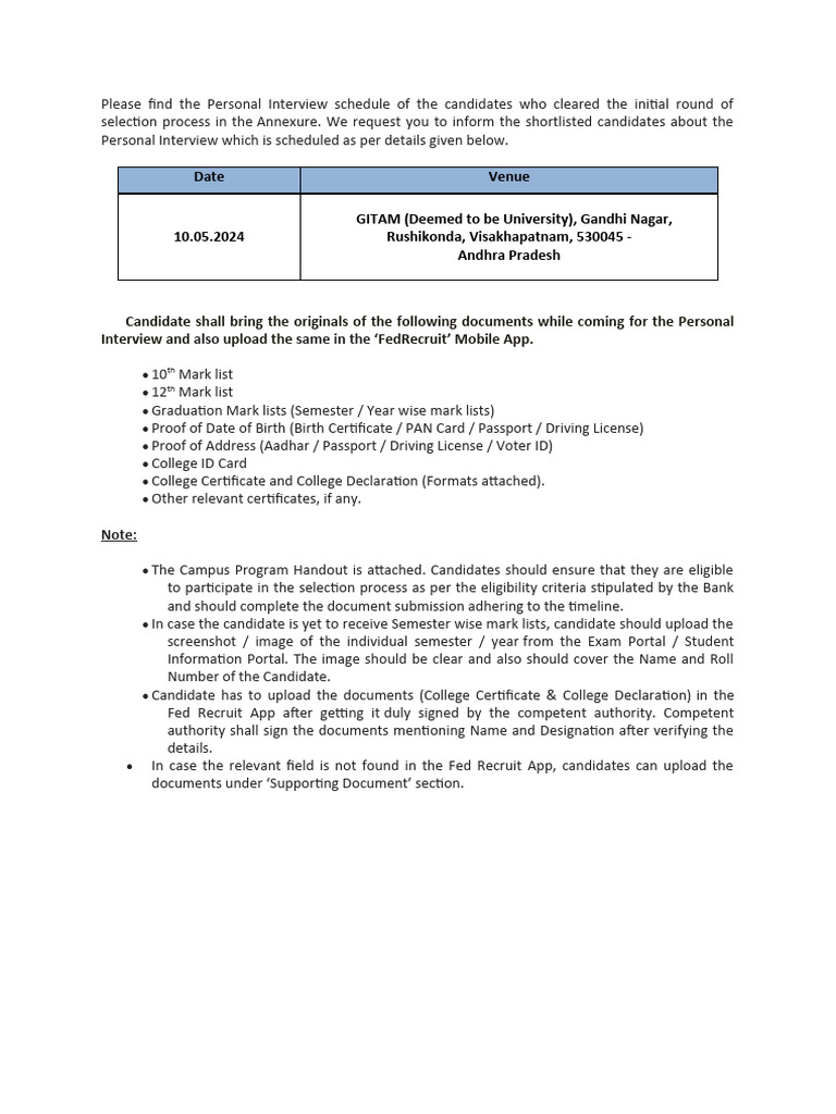 Federal Physical Interviews Pre Requisities | PDF