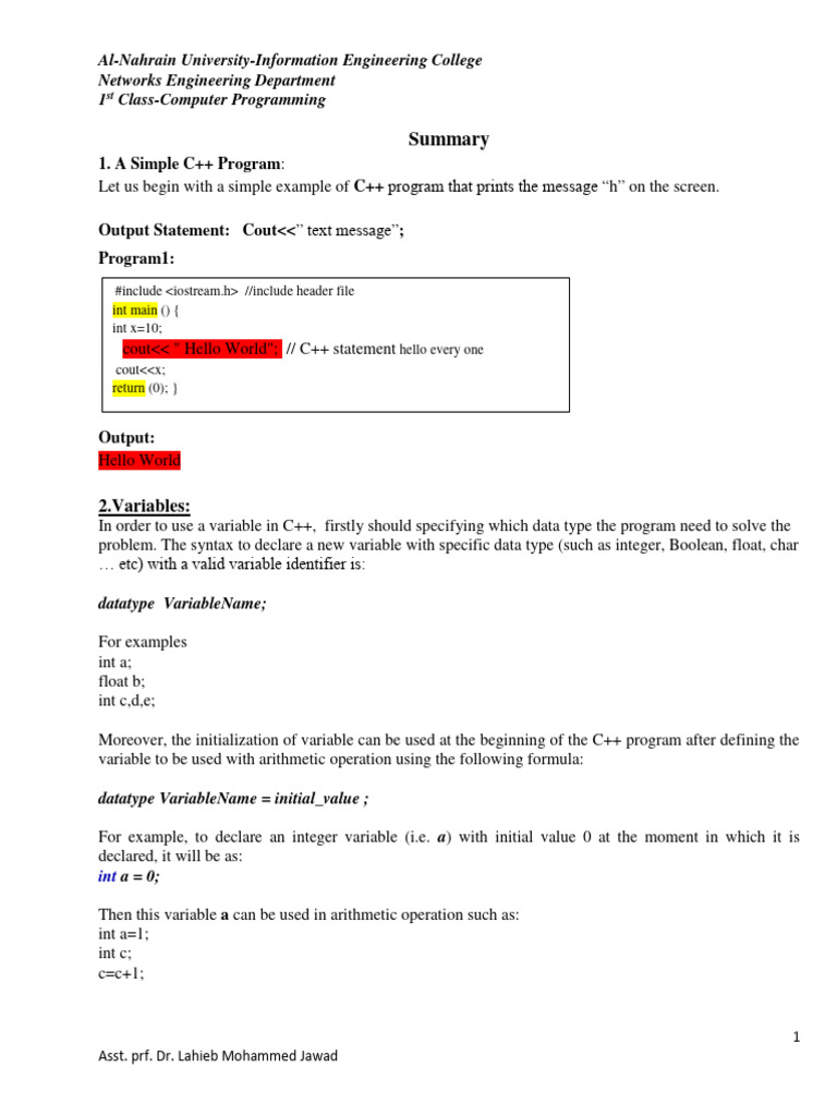 examples | PDF | Integer (Computer Science) | C++