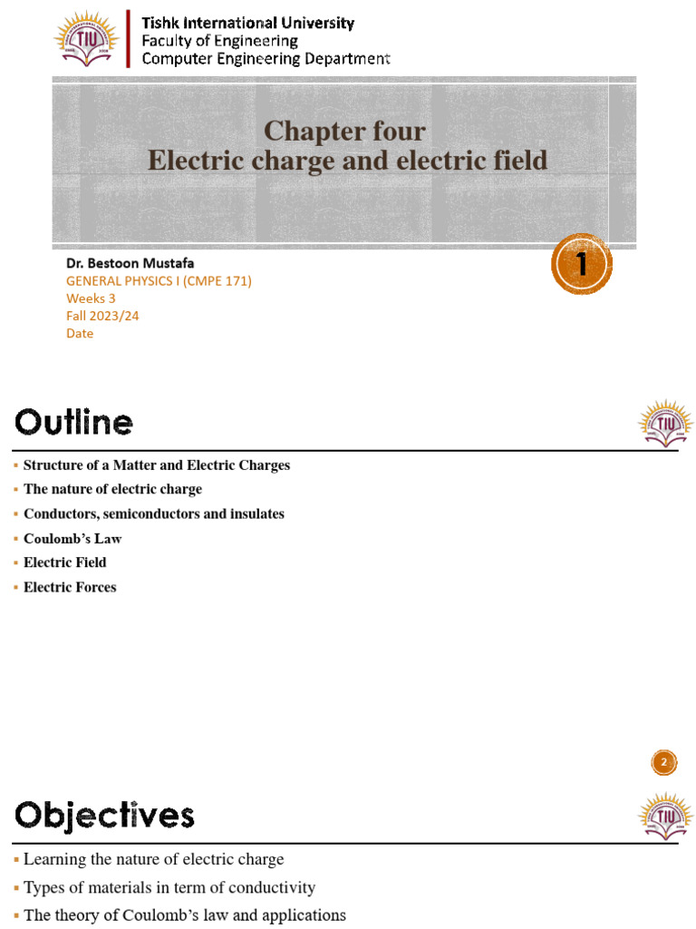 Chapter Four Electric Charge and Electric Field 2024 | PDF | Electric ...