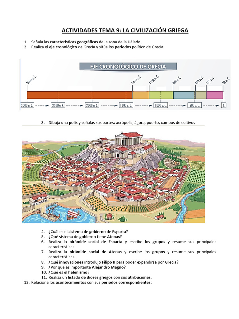 Actividades sobre la Civilización Griega | PDF