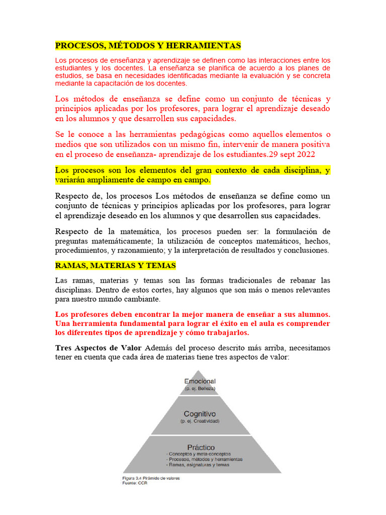 Métodos y Herramientas de Enseñanza | PDF | Crecimiento personal y ...