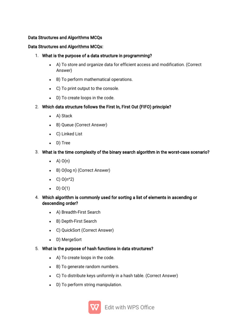 Data Structures And Algorithms MCQs PDF Computational Complexity Data structures and algorithms mcqs pdf computational complexity