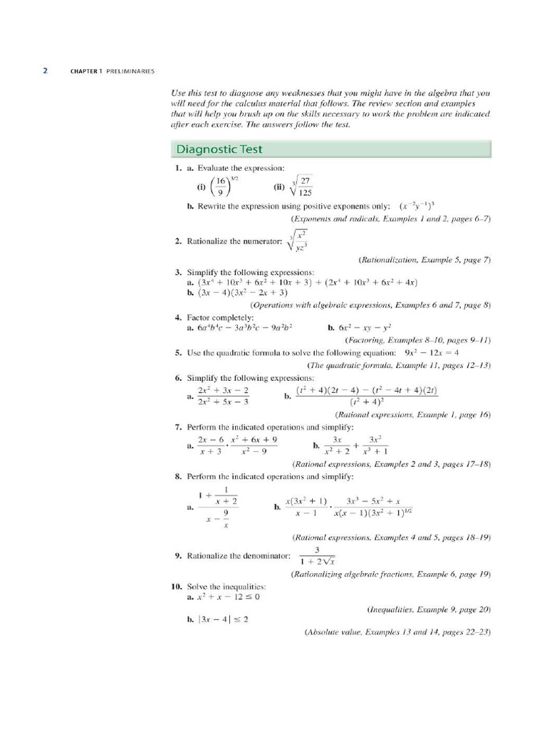 Diagnostic+Test+1 | PDF | Mathematics | Algebra