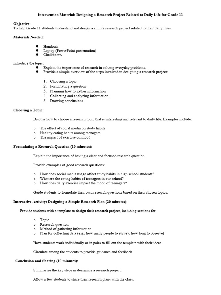 Grade 11 Research Project Guide | PDF