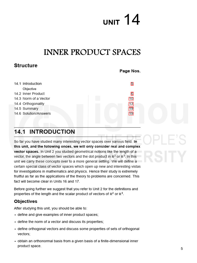 Unit 14 | PDF | Basis (Linear Algebra) | Norm (Mathematics)