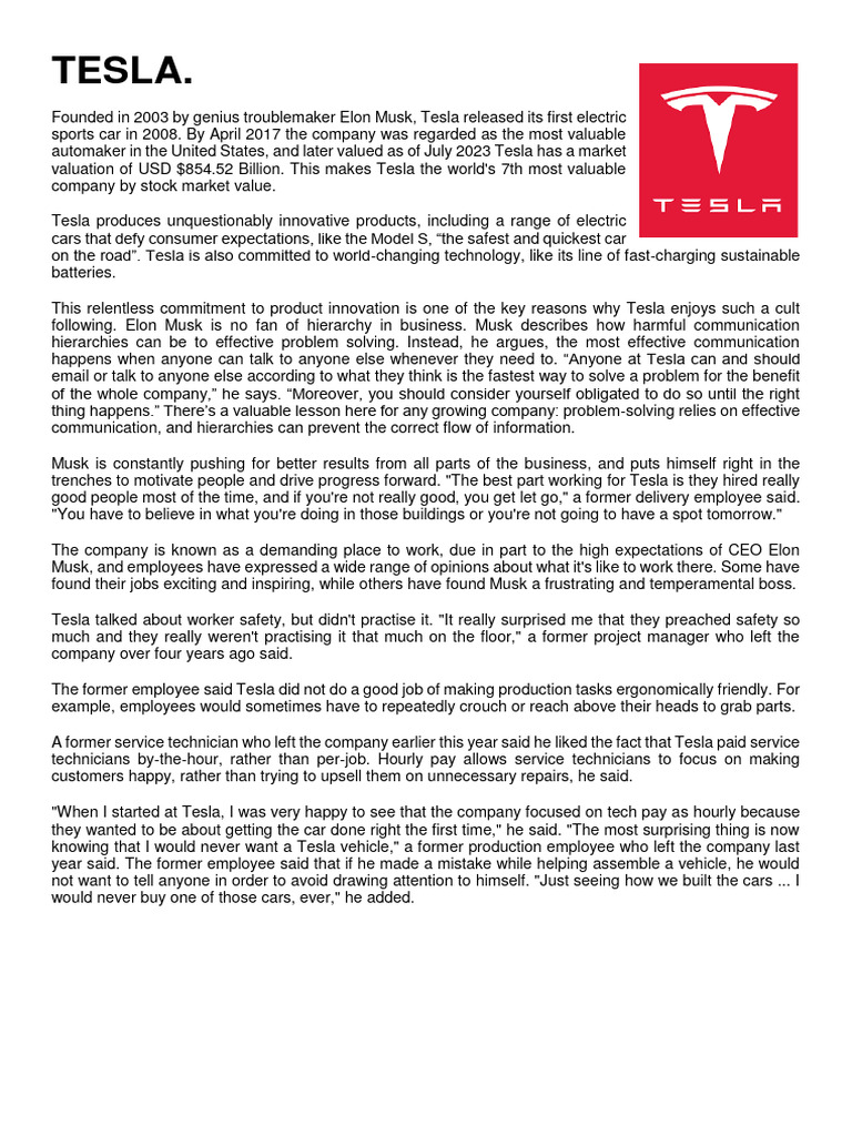 TESLA ICT case | PDF | Elon Musk