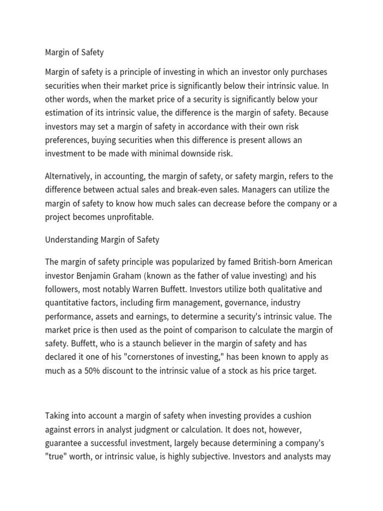 Margin Of Safety Pdf