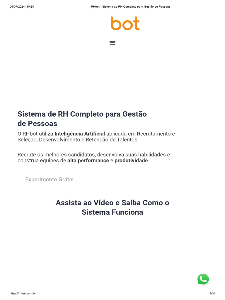 RHbot - Sistema de RH Completo para Gestão de Pessoas | PDF | Gestão de ...