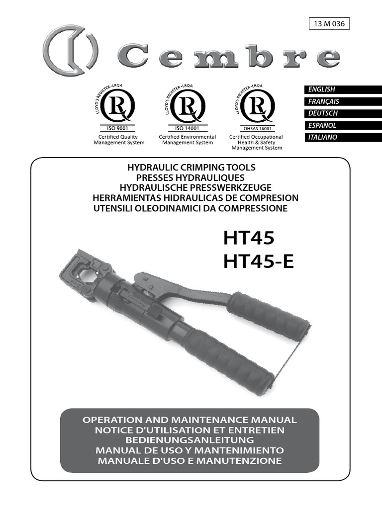 Hydraulic Crimping Tools Manual | PDF | Electrical Connector