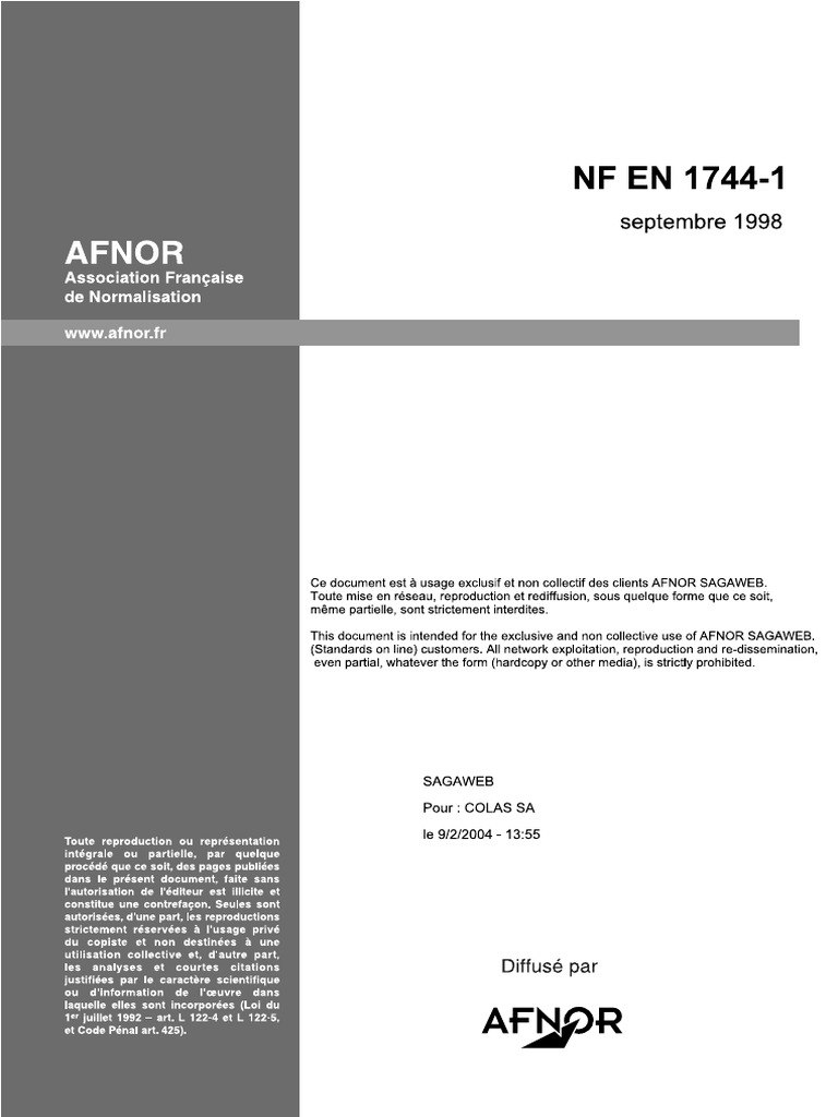 NF en 1744-1 | PDF