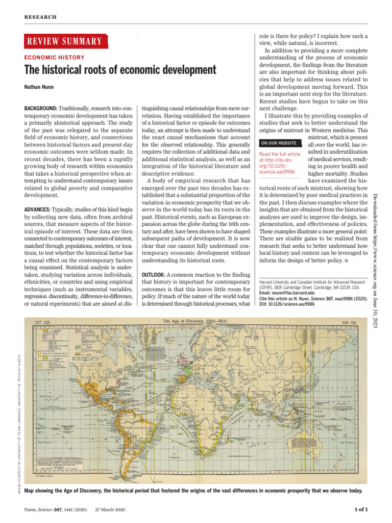 Nunn Historical Roots Economic Dev | PDF | Africa | Economic Growth