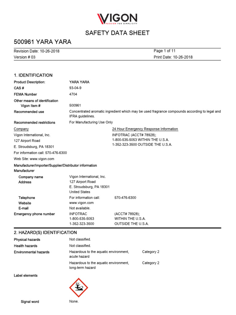 Yara Yara Safety Data Sheet | PDF | Dangerous Goods | Firefighting