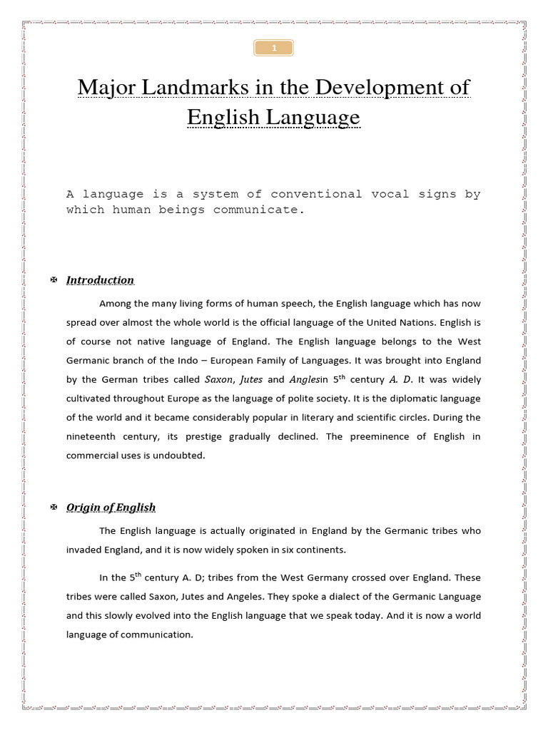 Major Landmarks in English Language Evolution | PDF | English Language ...