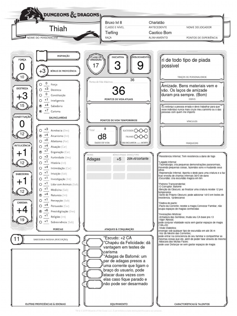 Thiah: A Bruxa Tiefling e Bafomé | PDF