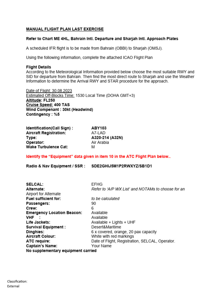 Manual Flight Plan Last Exercise | PDF | Air Traffic Control | Aviation