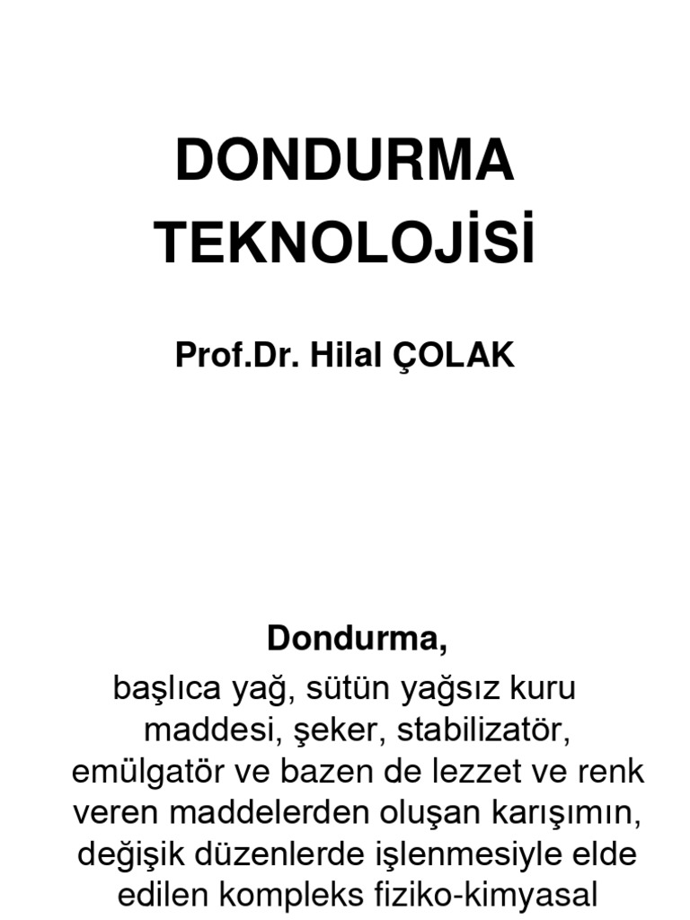 Dondurma Teknolojisi Pdf