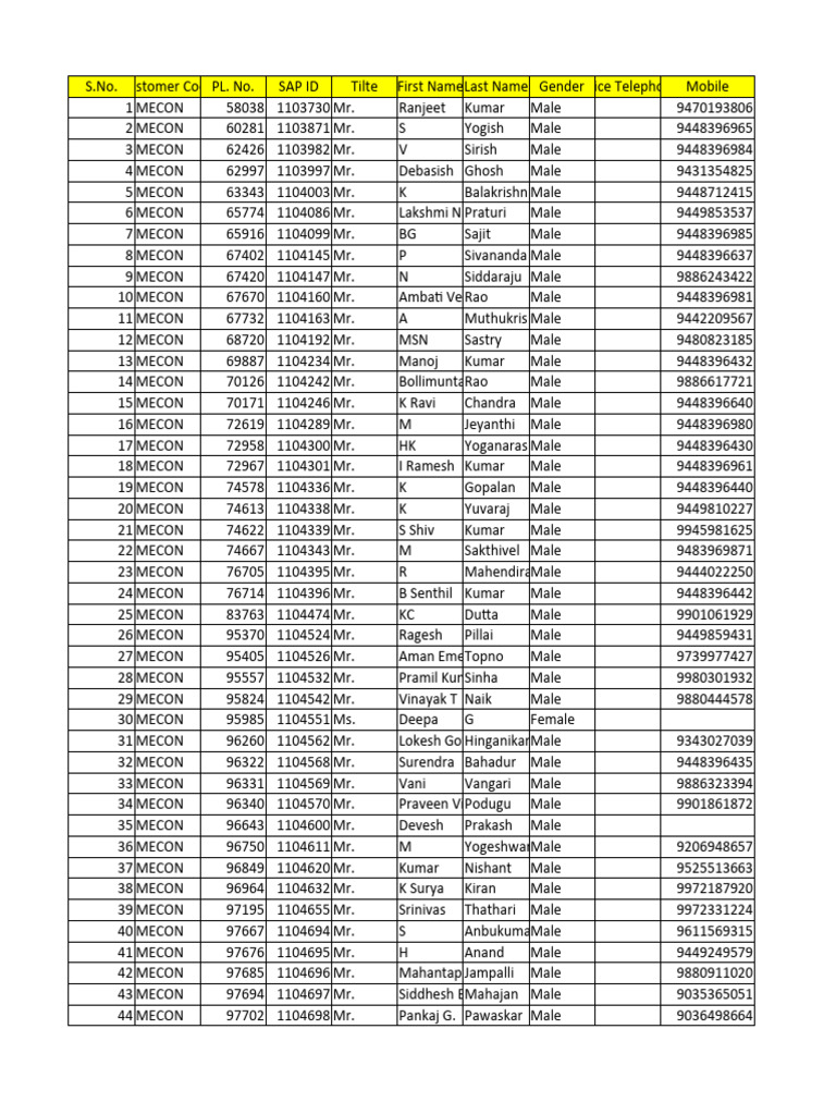 Revised SSBT List Of Employees PDF
