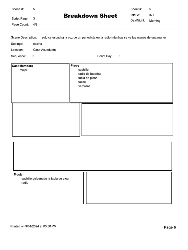 Breakdown Sheet Definiva | PDF