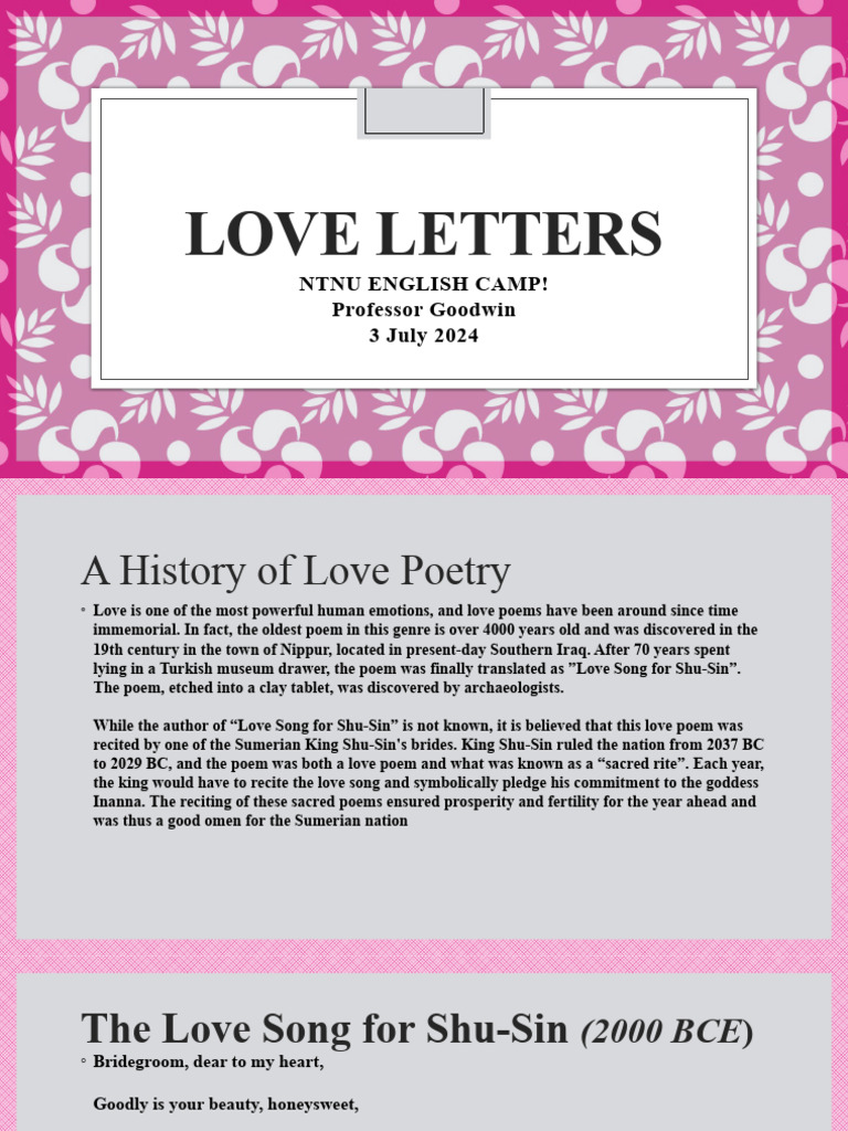 LOVE LETTERS NTNU English Camp Summer 24 | PDF | Poetry