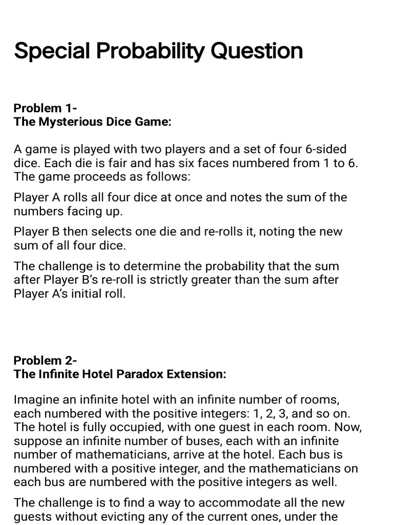 Advanced Probability and Paradox Problems | PDF | Prime Number | Numbers