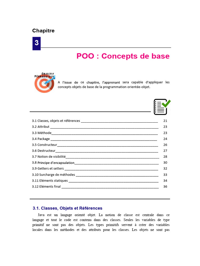 Concepts de base de la POO en Java | PDF | Classe (informatique) | Java ...