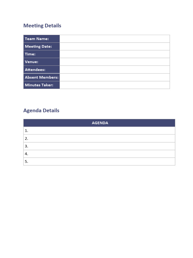 Team Meeting Agenda & Minutes | PDF | Career & Growth