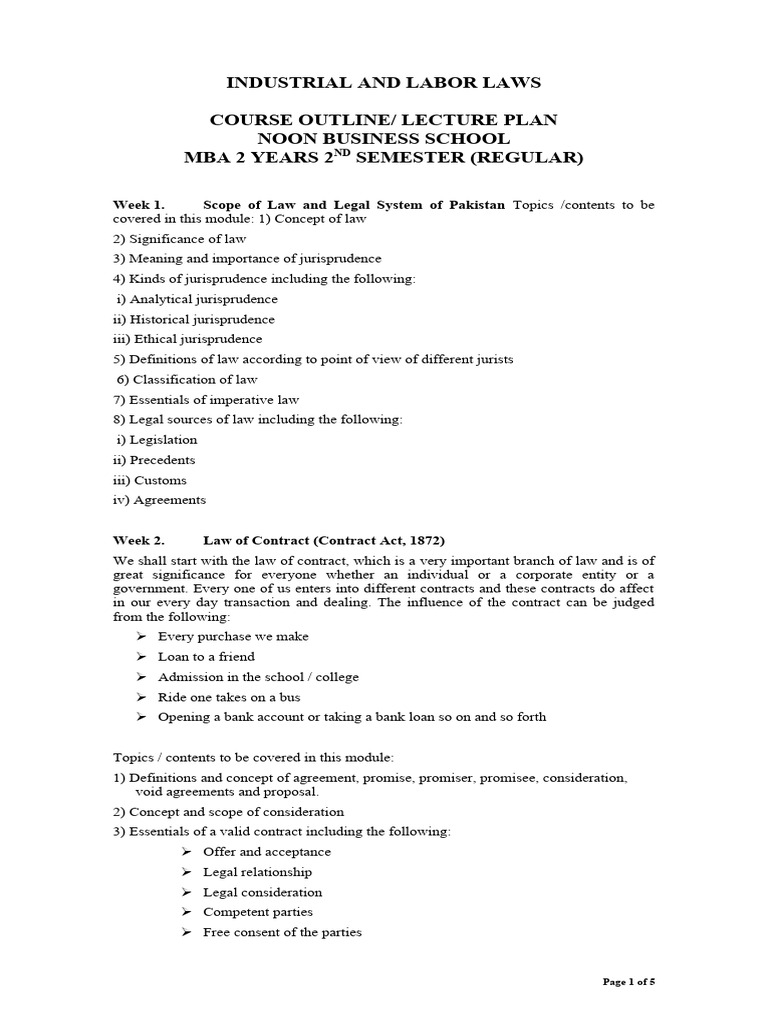 Course Guide Book Industrial and Labor Laws PDF Jurisprudence