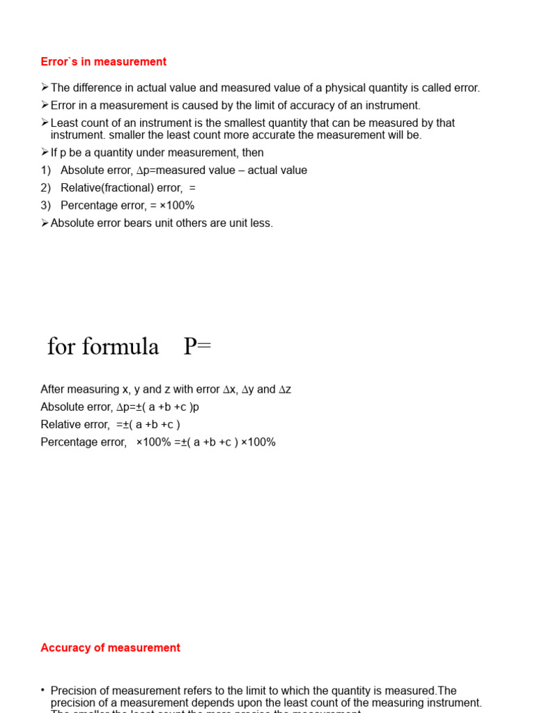 Error's in Measurement 11 | PDF | Teaching Methods & Materials