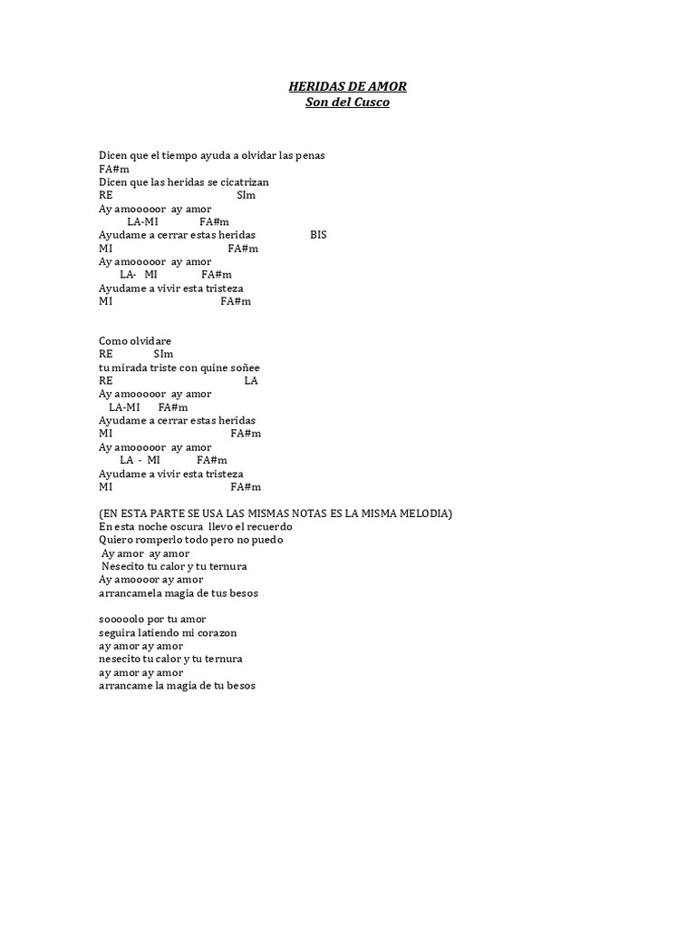 Heridas De Amor Acordes Pdf