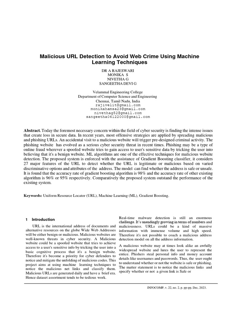 Machine Learning for Malicious URL Detection | PDF | Domain Name | Phishing