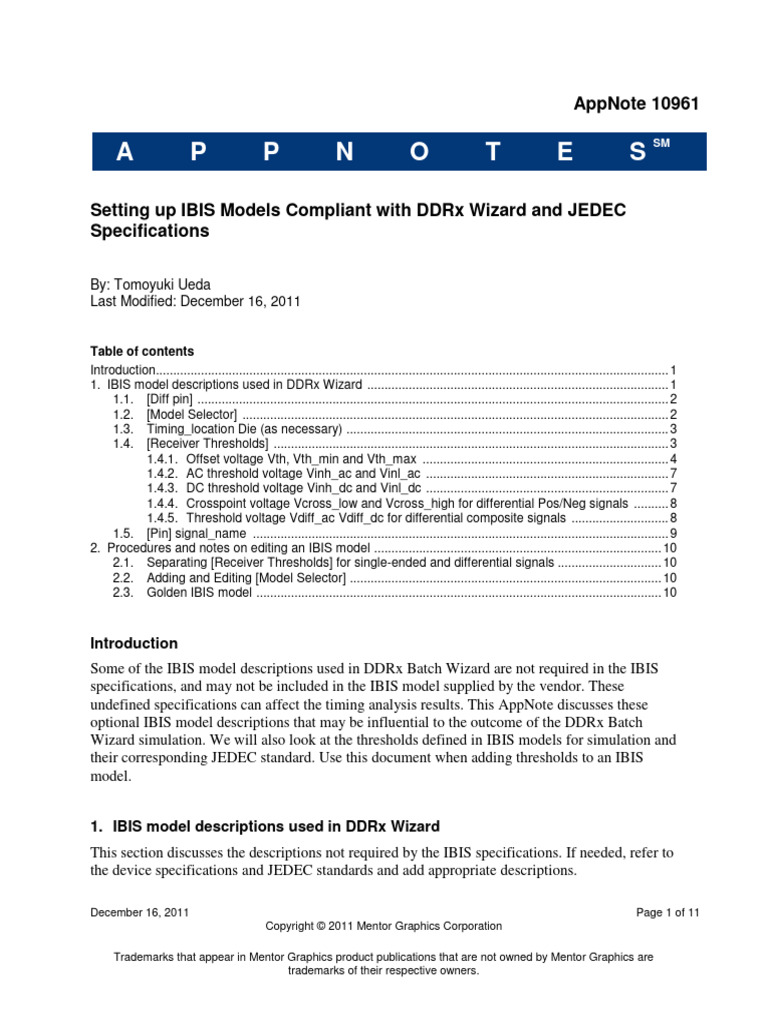 IBIS Model 10961 | PDF | Computer Engineering | Electrical Engineering