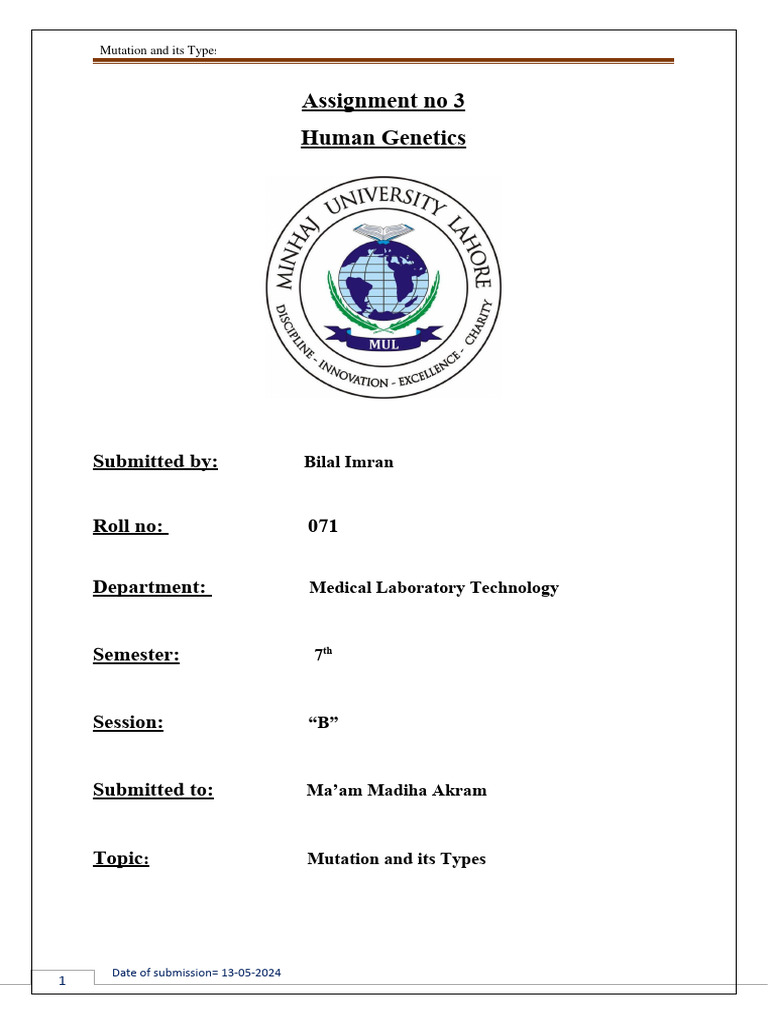 Mutation And Its Types Pdf Point Mutation Mutation