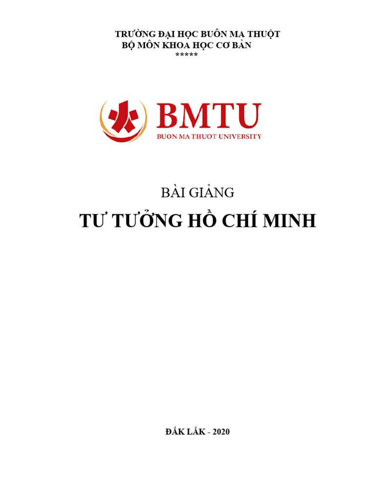 Bài Giảng Tư Tưởng Hồ Chí Minh - Bmtu | PDF