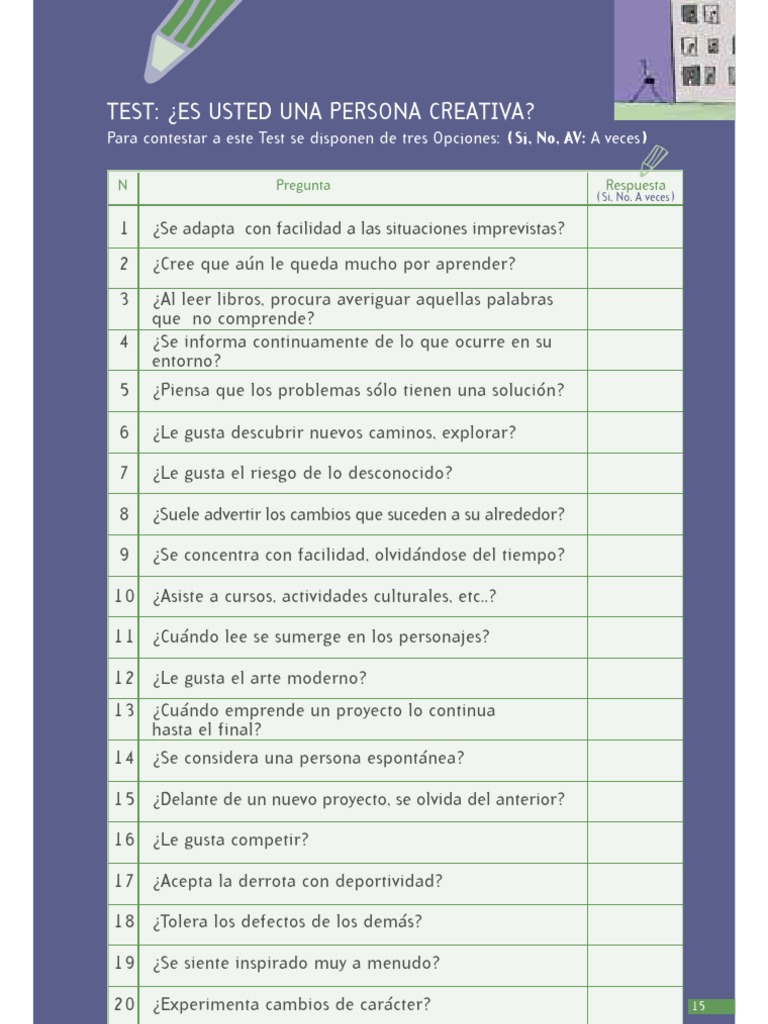 Cuestionario Creatividad | PDF