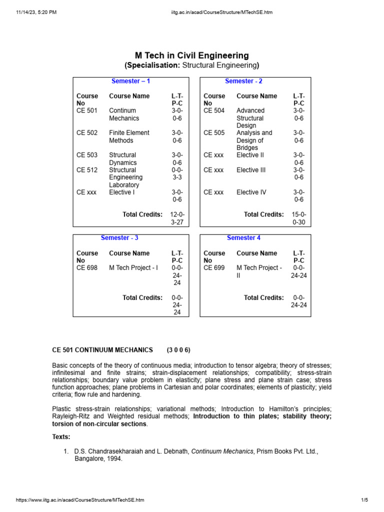 Iitg Ac in Acad CourseStructure MTechSE HTM PDF Finite Element Method Beam (Structure)
