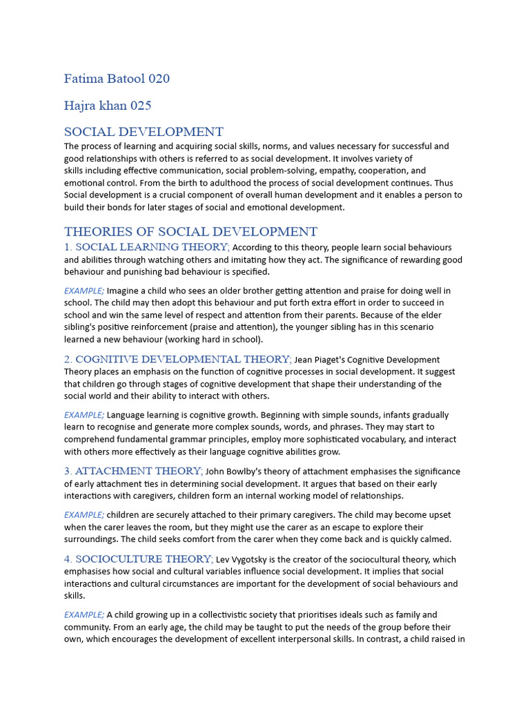 Theories of Social Development Explained | PDF | Cognitive Development ...