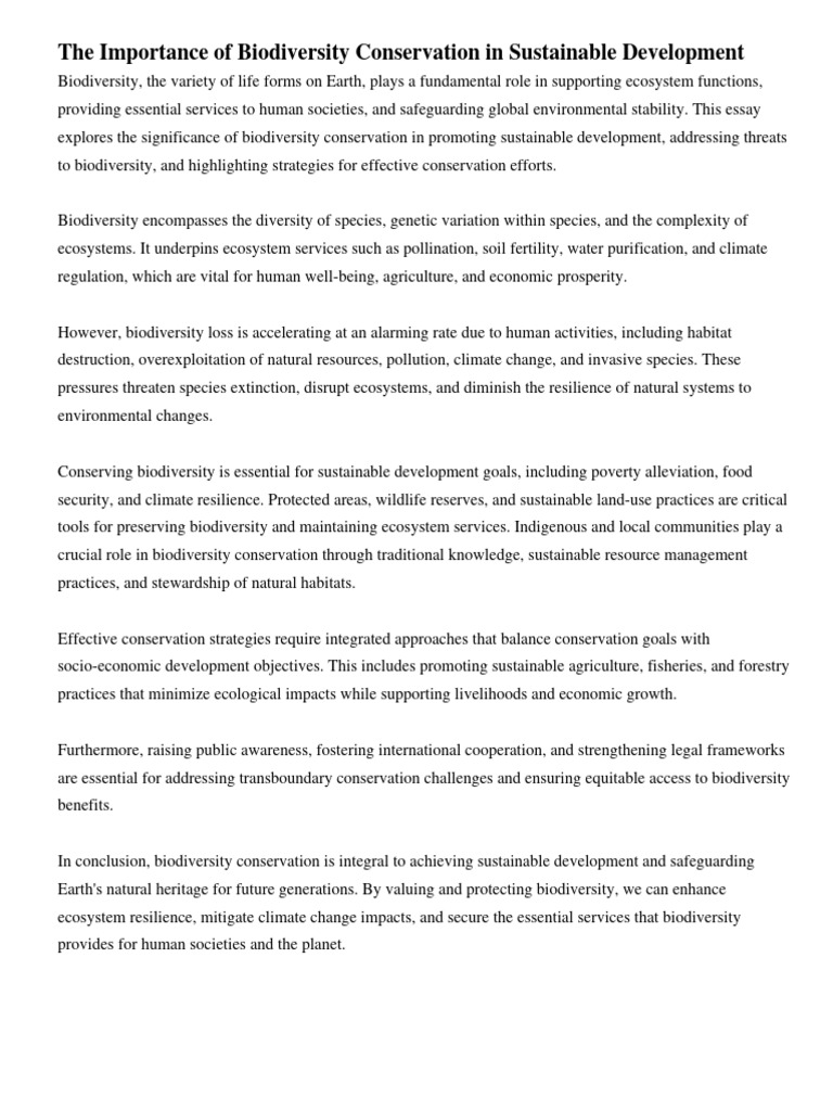 Biodiversity's Role in Sustainable Development | PDF | Biodiversity ...