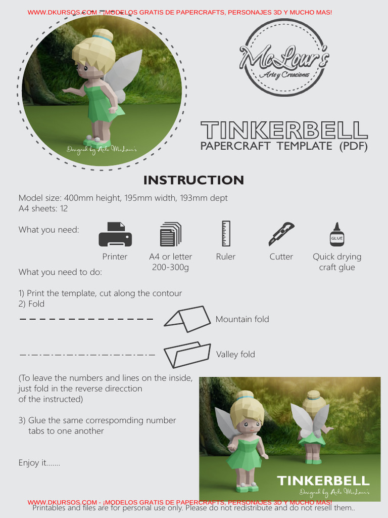Moldes Tinkerbell para Papercraft | PDF