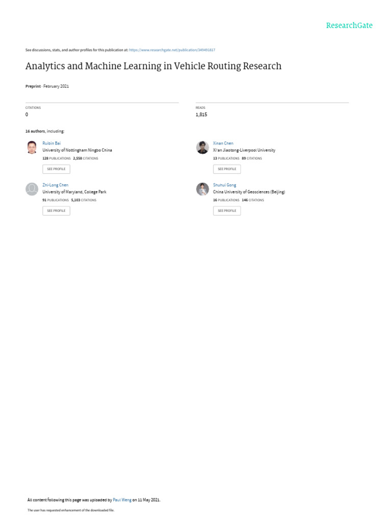 Machine Learning in Vehicle Routing | PDF | Machine Learning ...