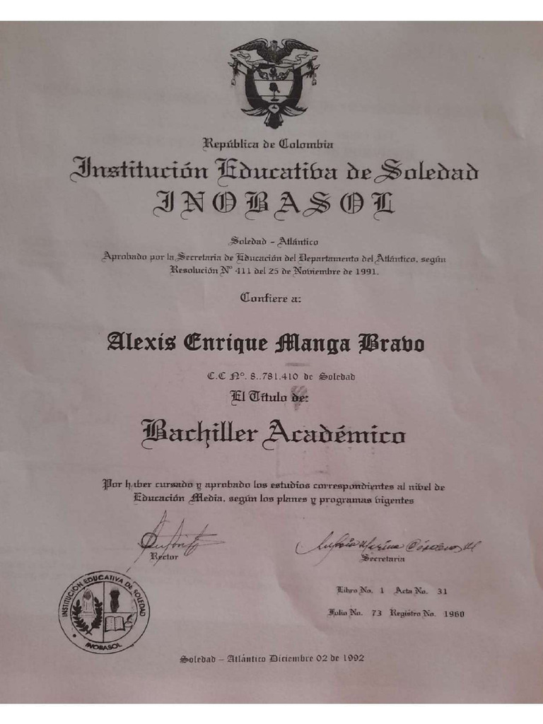 Titulo de Bachiller | PDF