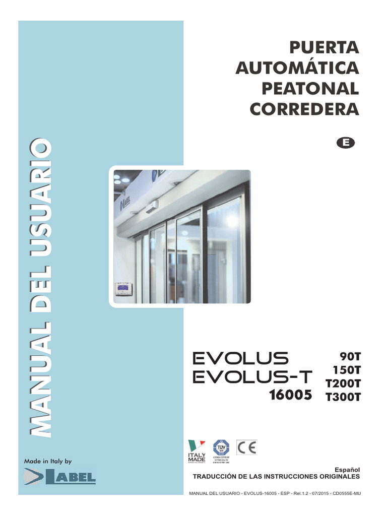 Manual Puerta Automática Corredera EVOLUS | PDF | Contraseña